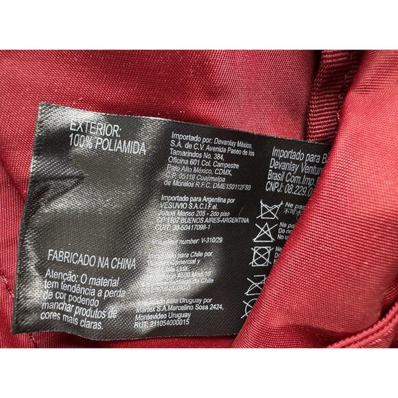 Lacoste Nylon Tote Bag Red Striped Webbed Straps Logo Shoulder Travel 16 X 11.5 - Picture 15 of 16